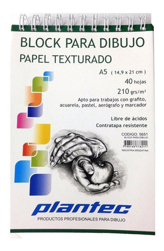 Block Para Dibujo Plantec Papel Texturado A5 210gr 40h