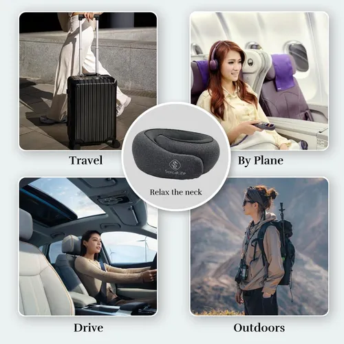 Almohada De Viaje Memoria Espuma Ajustable Box Moda