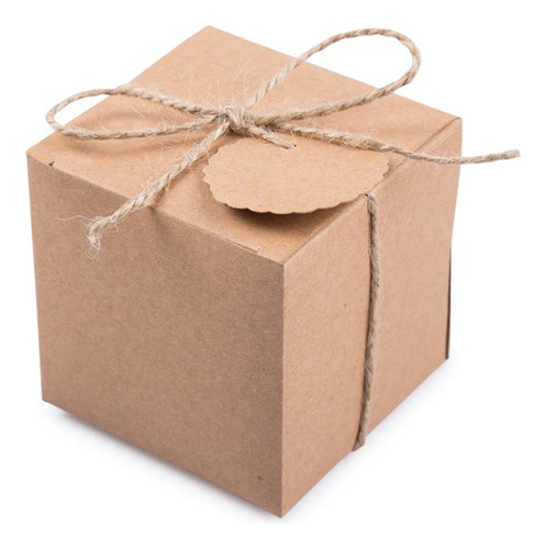 Cajas De Regalo Kraft De 2x2x2 Pulgadas Con Etiquetas Y Cuer