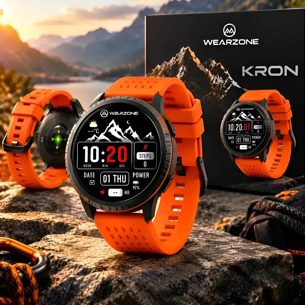 Smartwatch Wearzone Kron Relógio Inteligente Laranja Com Gps Integrado E Tela Amoled Chamadas Bluetooth Faz Recebe Ligações Monitor Cardíaco Sono Treino Mais De 100 Modos Esportivos 3atm