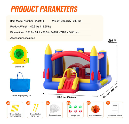 Trampolín Brincolín Inflable Niños 4 X 2.4 Mts Msi