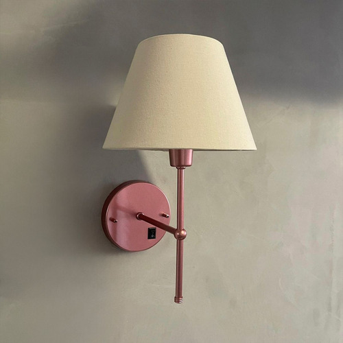 Arandela Kit Classica Interruptor Cupula Tecido Algodao Biv Estrutura Rose Gold Com Cupula Bege