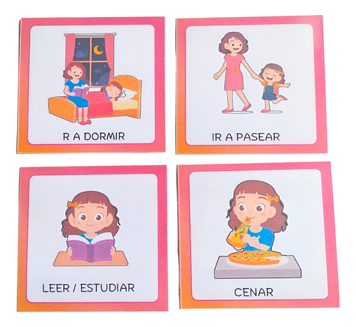 Pictogramas. 60 Rutinas Diarias Niña. Autismo.