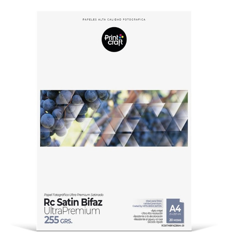 Papel Premium Rc Bifaz Satin A4 280 Grs 100 Hjs Microporoso