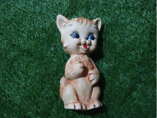 Juguete Antiguo De Goma Gato Gatito