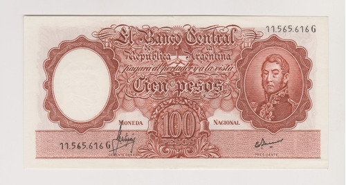 Billete Argentina 100 $ Bottero 2086 Año 1969 Excelente ++