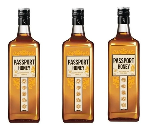Uísque Passport Honey / Mel 670ml - 3 Unidades