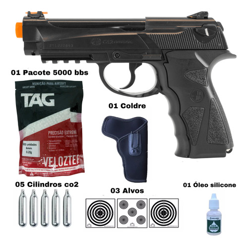 Pistola Airsoft Rossi C12 Co2 6mm Novo Modelo Lançamento