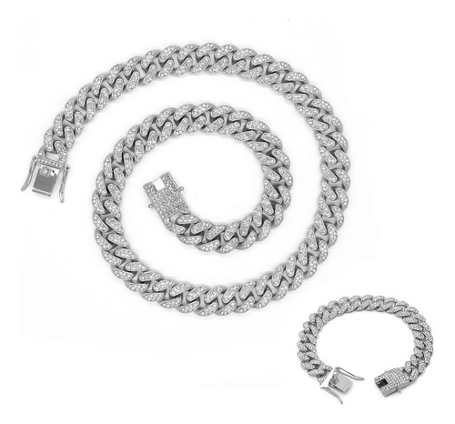 2pz Cadenas Y Brazalete Cubana Hip-hop 50+20 Cm Para Hombre 