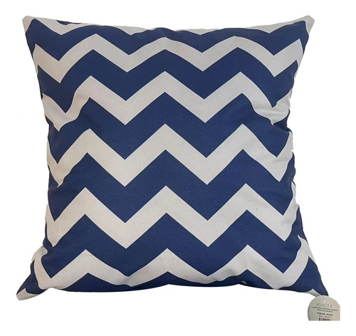 Almohadón Estampado Zigzag 45x45cm - Azul/blanco