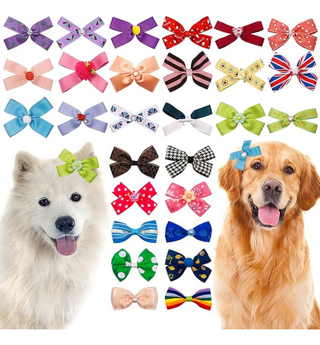 50 Unidades 25 Pares Lazos Para El Pelo Perros Grandes 3 Y 4