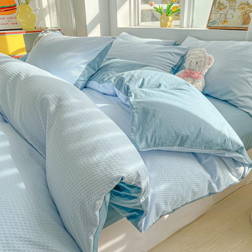 Juego De Sábanas Waffle Blanco Suave Para Madre E Hijo