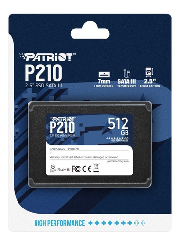 Disco Sólido Interno Ssd Patriot 512gb P210 Sata Iii 2.5 