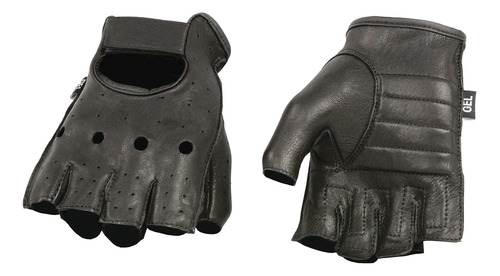 Sh851 Guantes Sin Dedos De Piel De Ciervo Negro Hombre ...