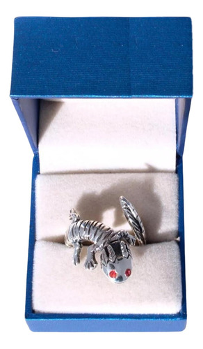 Anillo Axolotl Ajolote Mexicano Plata 925 Zirconia Ajustable