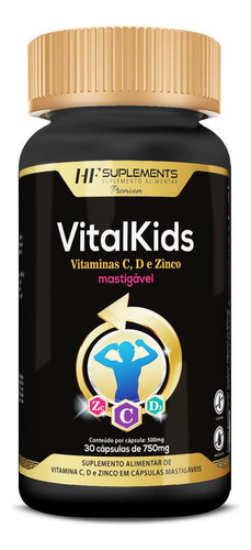 Kit 40 Vitalkids Vitamina C D Zinco 30caps Mastigável