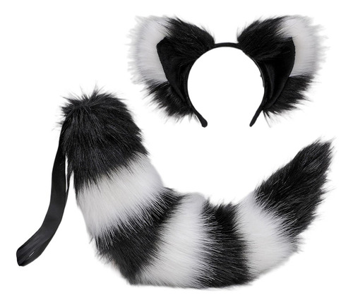 2024 Diadema Con Orejas De Gato De Peluche, Cola Grande,