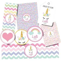 Comprar Kit Imprimible Personalizado Unicornio Candy Deco Invitacion