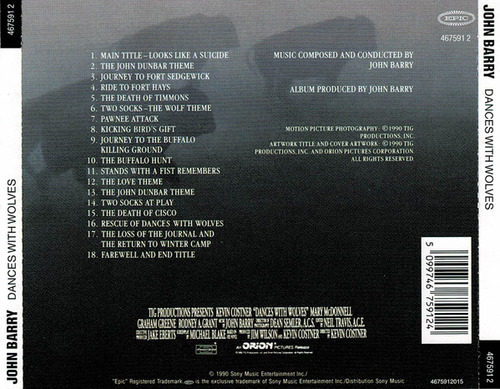 Cd Dances With Wolves (original Motion Picture Soundtrack) ( Estándar