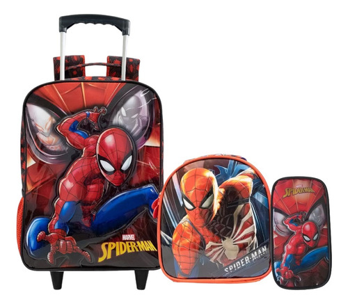 Kit Mochila Lancheira Estojo Homem Aranha Infantil Meninos G