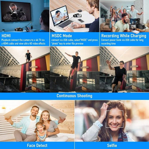 Cámara De Vídeo Digital Con Wifi, Videocámara 4k Con