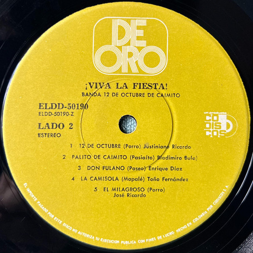 Banda 12 De Octubre De Caimito - Viva La Fiesta Porro - Lp (Usado)