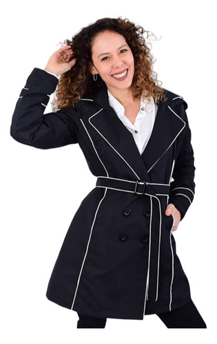 Trench Impermeable Piloto Mujer Capucha Desmontable