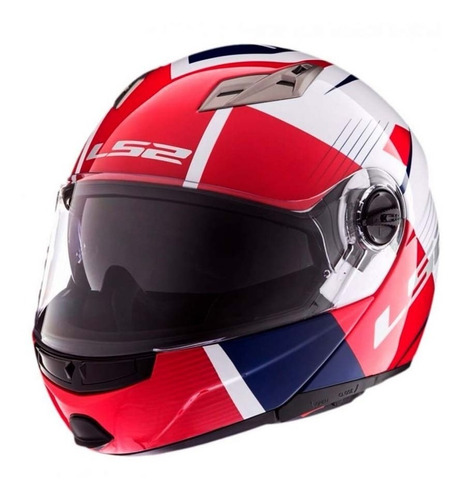 Casco Abatible Ls2 Easy Milan Rojo Azul Blanco Talla M 58 Cm