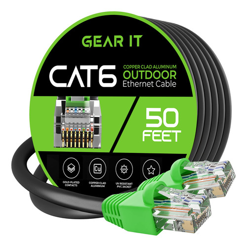 Gearit Cable Ethernet Cat6 Para Exteriores (50 Pies) Revesti