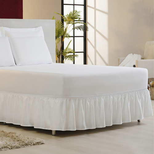 Saia Box Para Cama Casal Padrão Franzida - Cor Branco