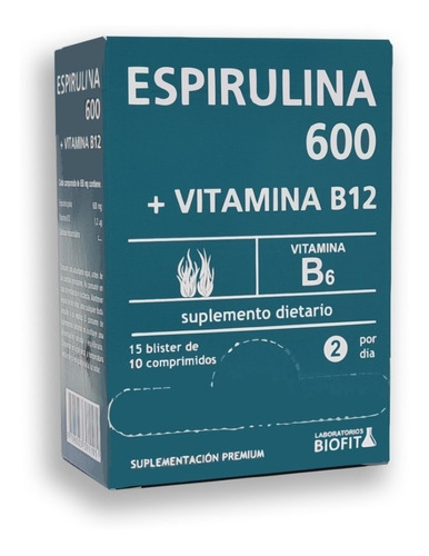 Espirulina 600 + Vitamina B12 150comp Biofit