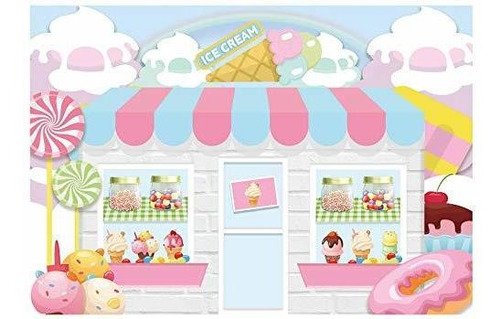 Fondo Tienda Helado 7 5 Pie Verano Rosa Dulce Caramelo