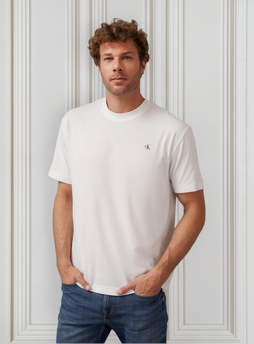 Polera Blown Up Diffused Stacked Blanco Calvin Klein
