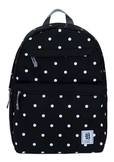 Mochila Escolar Juvenil Chenson 1818 Colors Negra Lunares