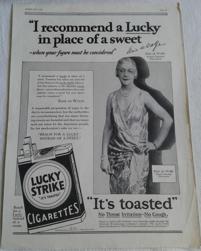 Clipping Publicidad Cigarrillos 1929 Usa * Lucky Strike*