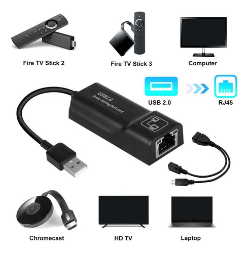 . Adaptador Sticks Usb Otg Cable 10/100mbps Compatible Con