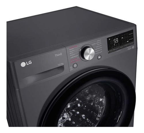 Lavadora LG Carga Frontal Wd12mvc5s6 12kg Aidd Negro Claro