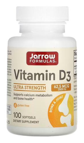 Jarrow Formulas Vitamina D3 62,5 Mcg (2500 Ui) 100 Sgels Sfn