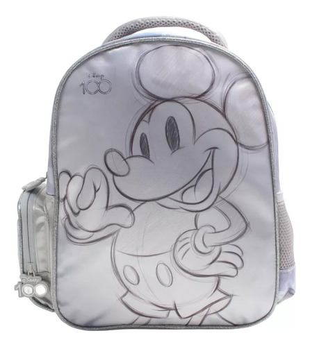 Mochila Disney 100 Mickey Mouse Satinada Bolso Morral