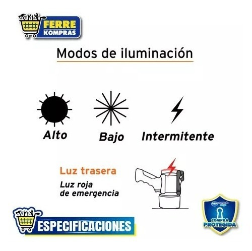 Lámpara De Led 300 Lm Recargable Alta Potencia 12983