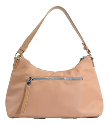 Cartera Trendy Mujer Microfibra Antirrobo Reforzada Acabado De Los Herrajes Níquel Color Marrón Claro Correa De Hombro Marrón Claro Diseño De La Tela Lisa