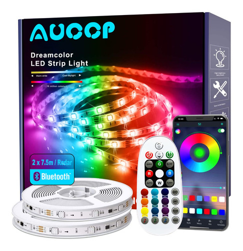Imagen 1 de 8 de Tiras De Luz Led 15m Arcoíris Rgbic Smart Luzes App Control