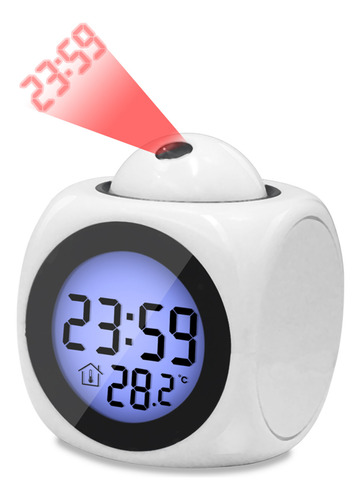 Reloj De Proyección De Espejo Led Con Pantalla Grande Mute E