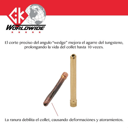 Imagen 2 de 3 de Ck Collet Wedge Larga Vida | Serie 2 - Antorchas Tig 9,20,24