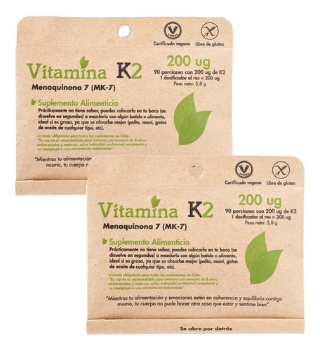 Vitamina K2 Dulzura (90 Porciones Con 200 Ug) Pack