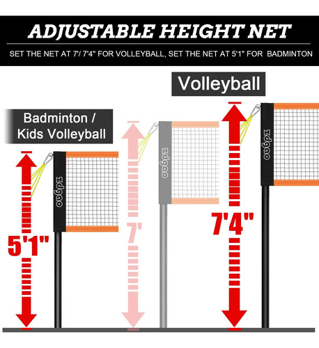 Zdgao Combo De Red De Voleibol Y Bádminton De 4 Vías Con ...