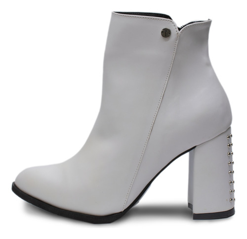 Botines Blanco De Mujer Con Tacon Y Taches