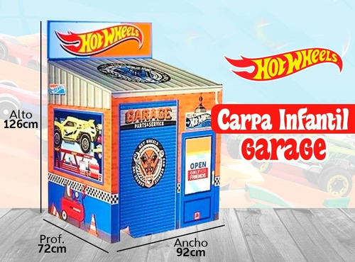 Imagen 2 de 10 de Carpa Casa Juego Nene Auto Garage Hot Wheels Mecanico Niño