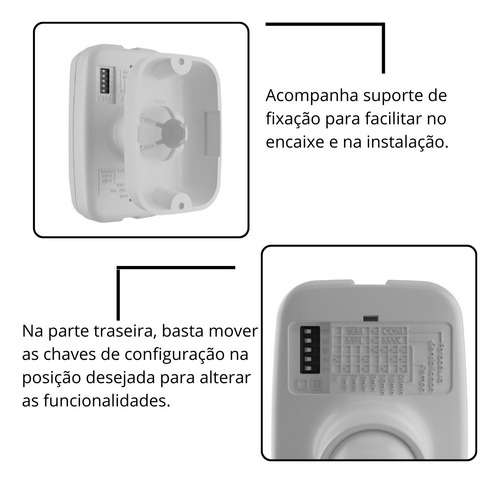 Sensor De Presença Frontal De Parede 110° Fotocélula Dip
