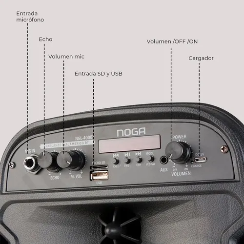 Parlante Noga One Light Ngl-400bt Wireless Chico Luces | Envío gratis